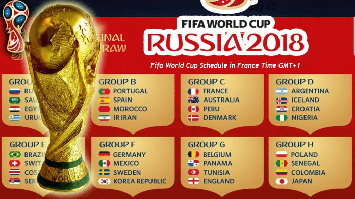 2018 Fifa World Cup Schedule in France Time GMT+1, Live TV ...