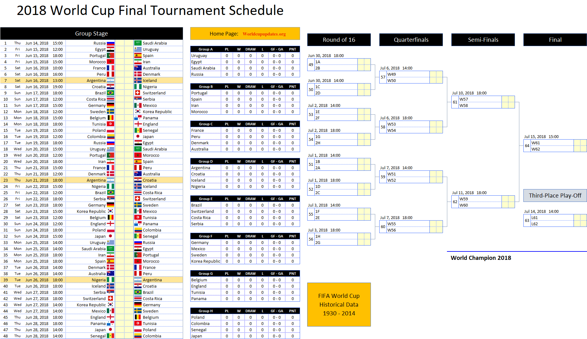 Fifa World Cup 2018 Schedule Fixtures PDF Download