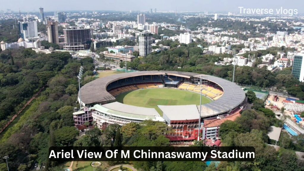 ariel view of M. Chinnaswamy Stadium Events, Pitch Report, Records, Schedule
